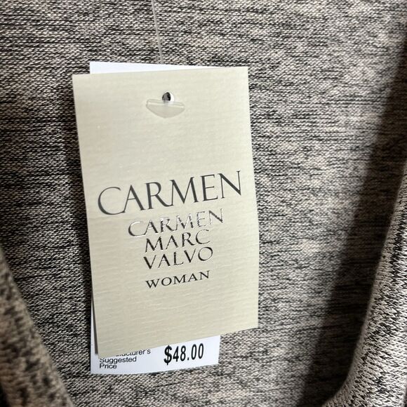 Carmen Marc Valvo Cowl Neck Knit Top Heather Tan Womens 1X Long Sleeve - Picture 5 of 7